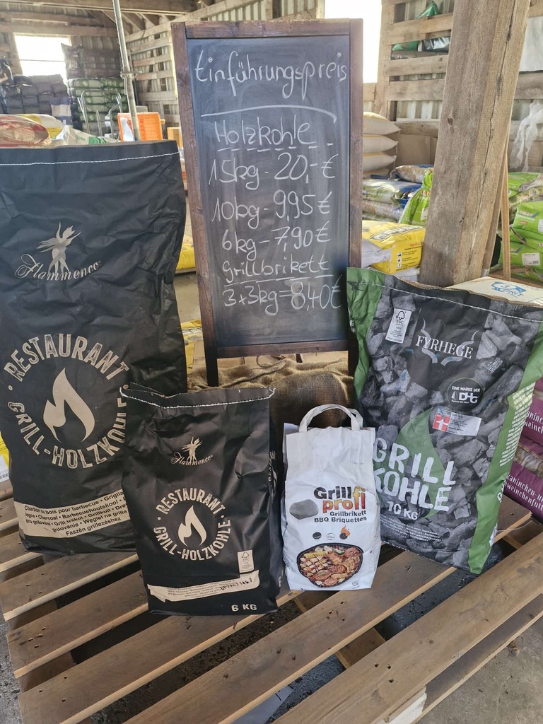 Aktuelles Angebot: Grill-Holzkohle und Grillbriketts zum Einführungspreis